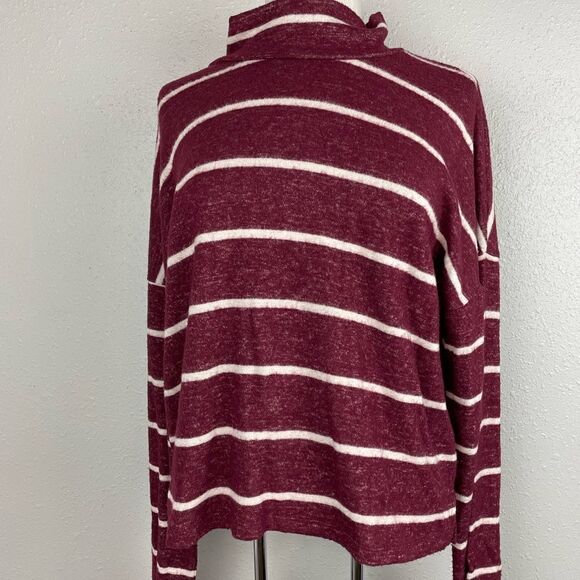 EUC So Heritage Womens Lightweight Maroon and White Mock Neck Sweater Size M - Picture 1 of 5